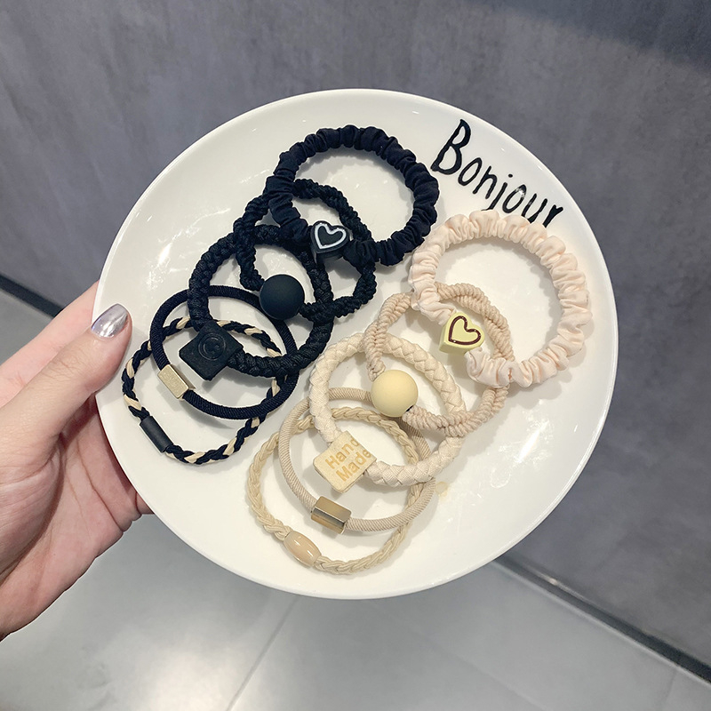 Γυναικεία, αναβαθμισμένη, χοντρή, καφέ λαστιχένια κορδέλα αλογοουρά 5 τεμαχίων, απλή, μη τραυματιστική, ανθεκτική, αξεσουάρ μαλλιών