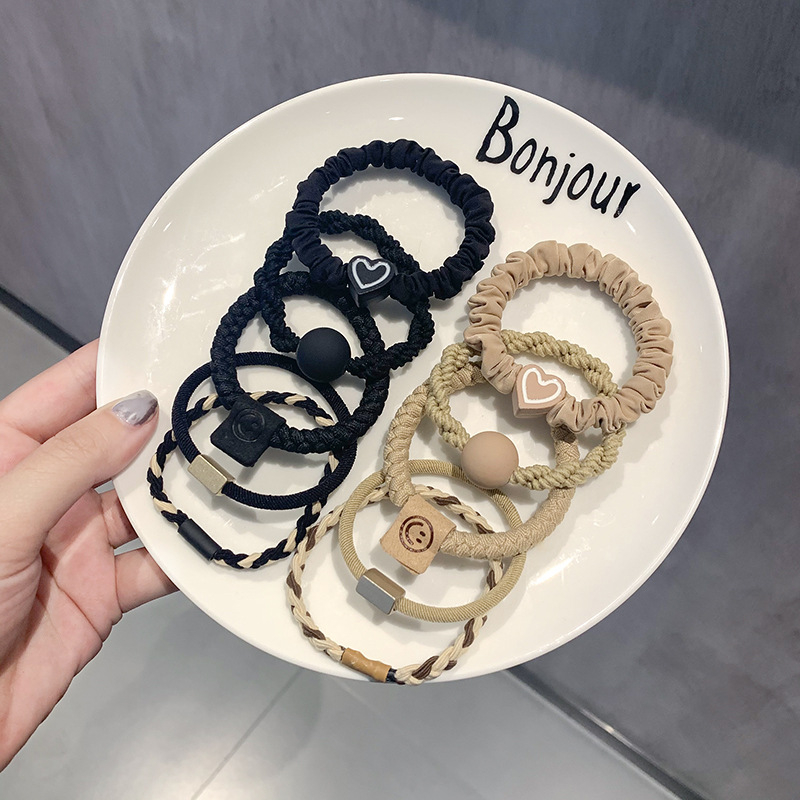 Γυναικεία, αναβαθμισμένη, χοντρή, καφέ λαστιχένια κορδέλα αλογοουρά 5 τεμαχίων, απλή, μη τραυματιστική, ανθεκτική, αξεσουάρ μαλλιών