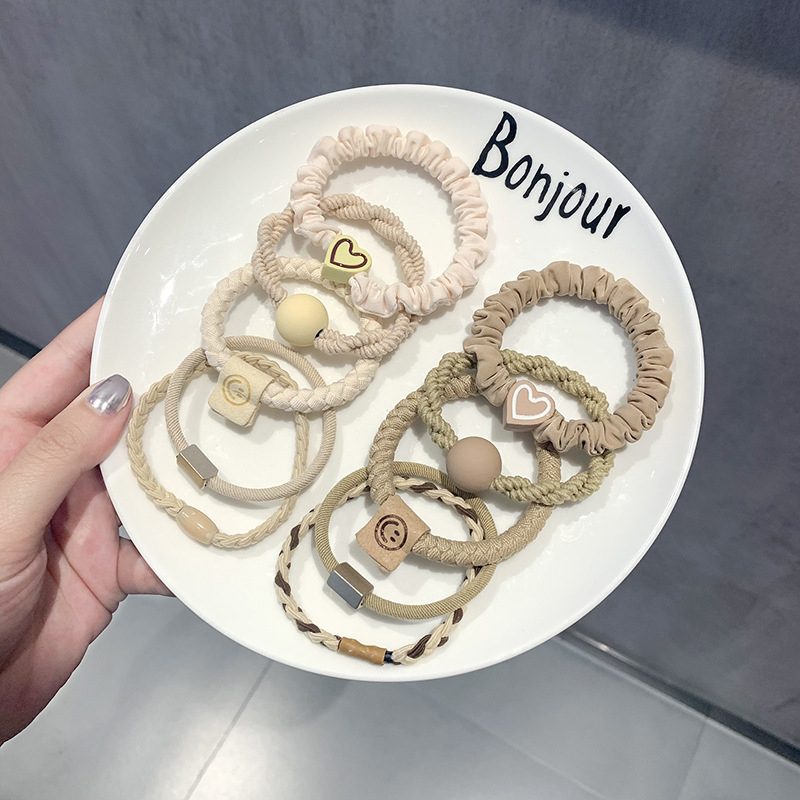 Γυναικεία, αναβαθμισμένη, χοντρή, καφέ λαστιχένια κορδέλα αλογοουρά 5 τεμαχίων, απλή, μη τραυματιστική, ανθεκτική, αξεσουάρ μαλλιών