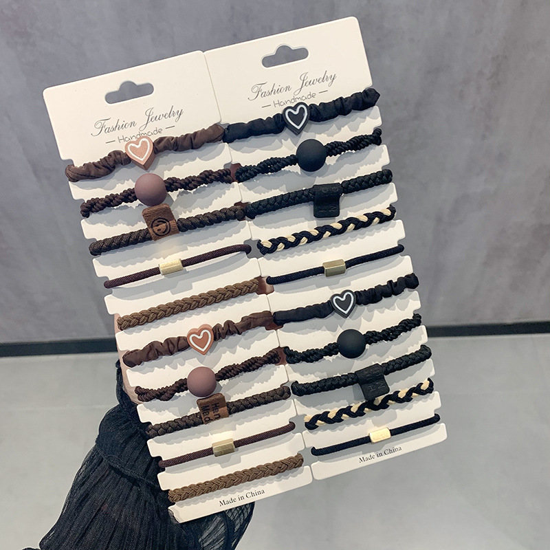 Γυναικεία, αναβαθμισμένη, χοντρή, καφέ λαστιχένια κορδέλα αλογοουρά 5 τεμαχίων, απλή, μη τραυματιστική, ανθεκτική, αξεσουάρ μαλλιών