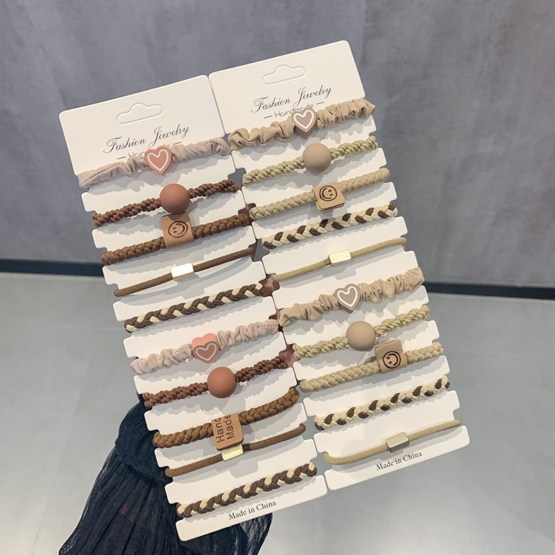 Γυναικεία, αναβαθμισμένη, χοντρή, καφέ λαστιχένια κορδέλα αλογοουρά 5 τεμαχίων, απλή, μη τραυματιστική, ανθεκτική, αξεσουάρ μαλλιών