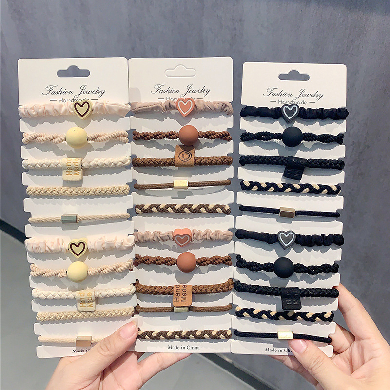 Γυναικεία, αναβαθμισμένη, χοντρή, καφέ λαστιχένια κορδέλα αλογοουρά 5 τεμαχίων, απλή, μη τραυματιστική, ανθεκτική, αξεσουάρ μαλλιών