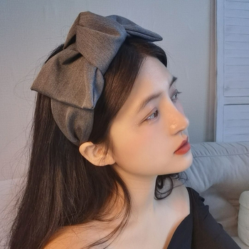 Κορεάτικο στυλ Γαλλικό στυλ Υπερμεγέθης κορδέλα μεσαίου τόξου Αξεσουάρ μαλλιών Κόμπος Στάμπα μαλλιών Κομψή ρετρό κορδέλα με φαρδύ γείσο για γυναίκες