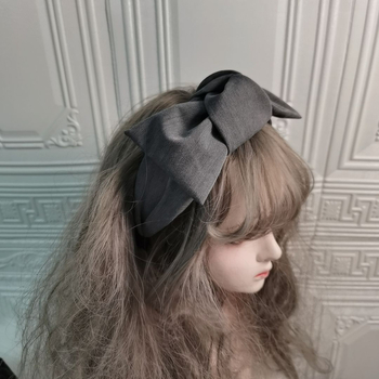 Κορεάτικο στυλ Γαλλικό στυλ Υπερμεγέθης κορδέλα μεσαίου τόξου Αξεσουάρ μαλλιών Κόμπος Στάμπα μαλλιών Κομψή ρετρό κορδέλα με φαρδύ γείσο για γυναίκες
