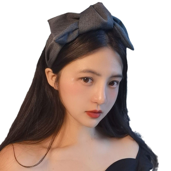 Κορεάτικο στυλ Γαλλικό στυλ Υπερμεγέθης κορδέλα μεσαίου τόξου Αξεσουάρ μαλλιών Κόμπος Στάμπα μαλλιών Κομψή ρετρό κορδέλα με φαρδύ γείσο για γυναίκες