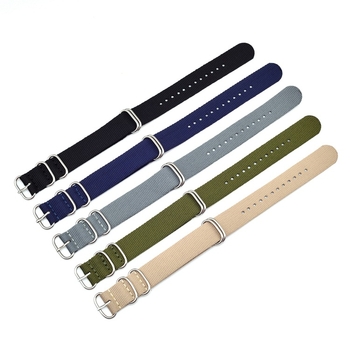 Kvaliteetne viie rõngaga nailonrihmaga ühevärviline lõuendist kellarihm 18 20 22 24 mm ühevärviline kootud käevõru laos.