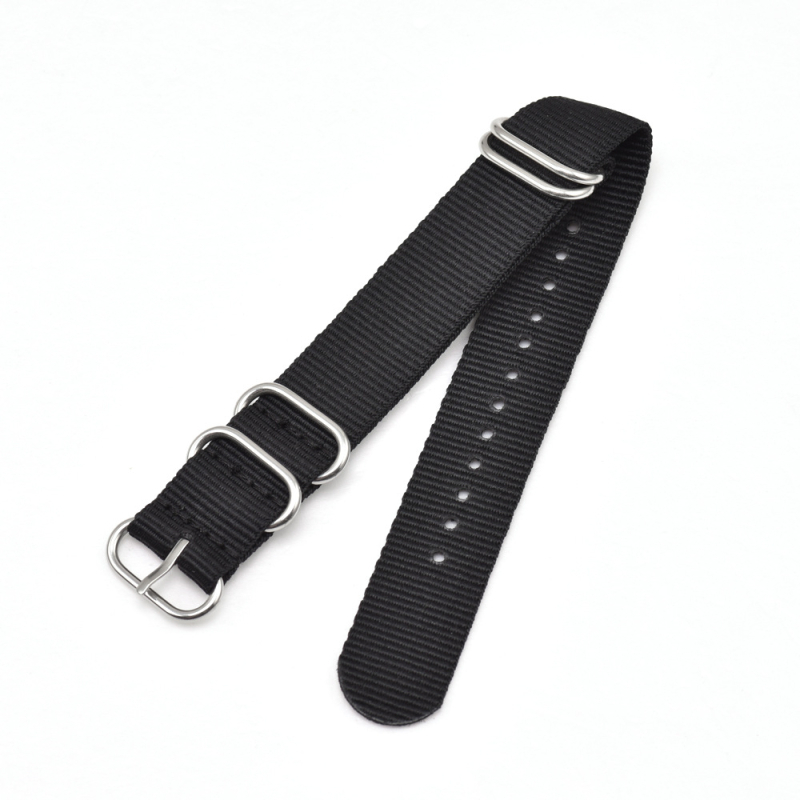 Kvaliteetne viie rõngaga nailonrihmaga ühevärviline lõuendist kellarihm 18 20 22 24 mm ühevärviline kootud käevõru laos.