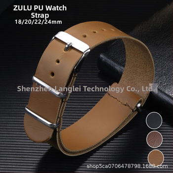 Vintage műbőr PU NATO és ZULU férfi szíj 18/20/22/24 mm-es fekete barna ezüst csattal