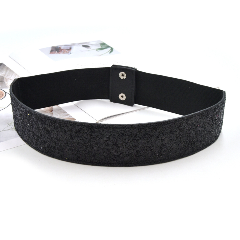 Elegáns flitteres széles öv divatos egyszínű rugalmas öv klasszikus ruhakabát női derékpánt