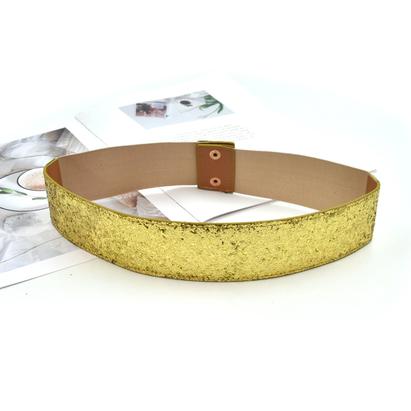 Elegáns flitteres széles öv divatos egyszínű rugalmas öv klasszikus ruhakabát női derékpánt