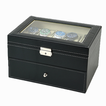 Didmeninė prekyba PU odos dvigubo sluoksnio stalčiumi 20 bitų laikrodžių dėžutės papuošalų dovanų laikymo pakavimo dėžutės gamyklos tiesioginis tiekimas