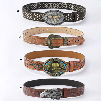 Bohém retró öv, férfi western stílusú kalapöv, női dizájn, fémcsatos farmer kalapöv, pu öv