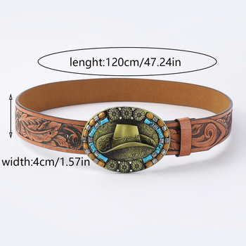 Bohém retró öv, férfi western stílusú kalapöv, női dizájn, fémcsatos farmer kalapöv, pu öv