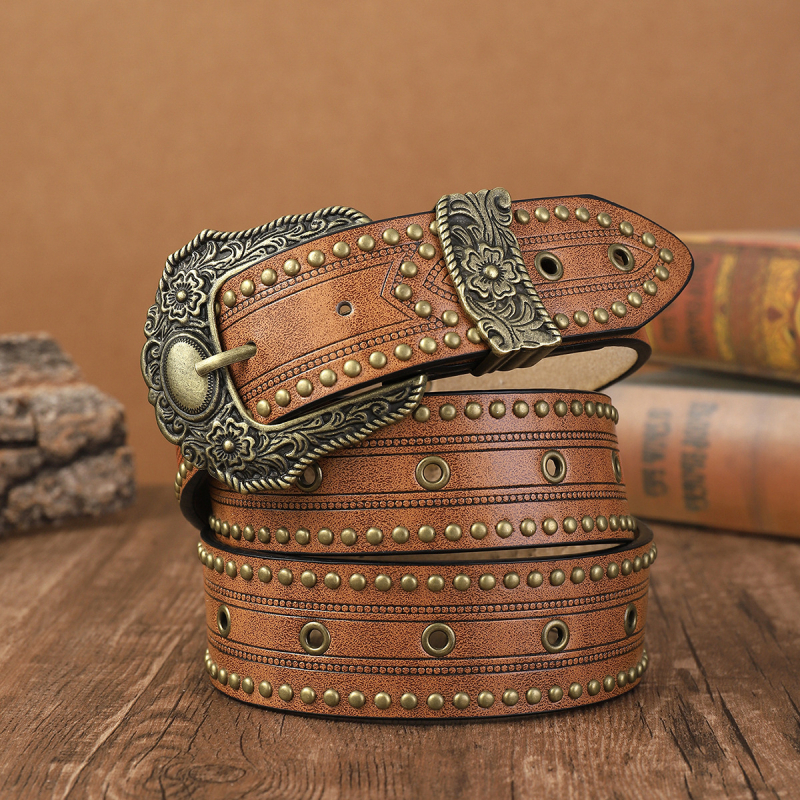 Bohém retró öv, férfi western stílusú kalapöv, női dizájn, fémcsatos farmer kalapöv, pu öv