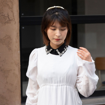 Есенно-зимен бутиков популярен корейски стил стъклен диамант модно дамско облекло универсална фалшива яка риза до половин дължина фалшива яка за жени