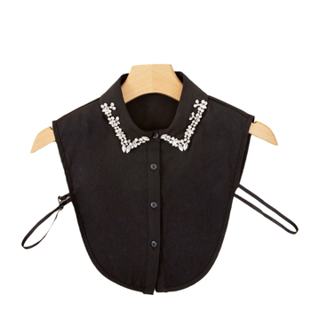 Есенно-зимен бутиков популярен корейски стил стъклен диамант модно дамско облекло универсална фалшива яка риза до половин дължина фалшива яка за жени