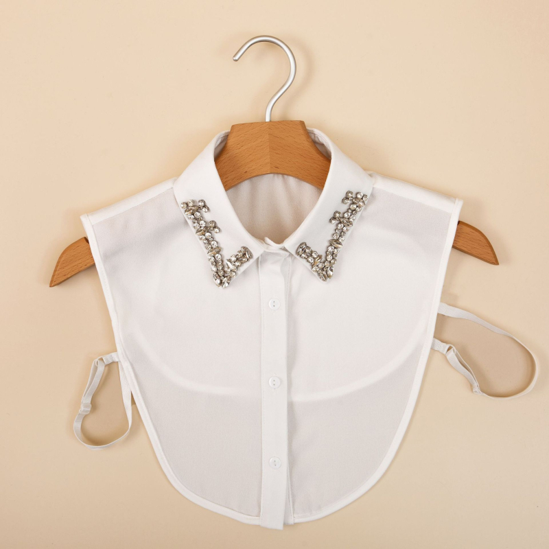 Есенно-зимен бутиков популярен корейски стил стъклен диамант модно дамско облекло универсална фалшива яка риза до половин дължина фалшива яка за жени