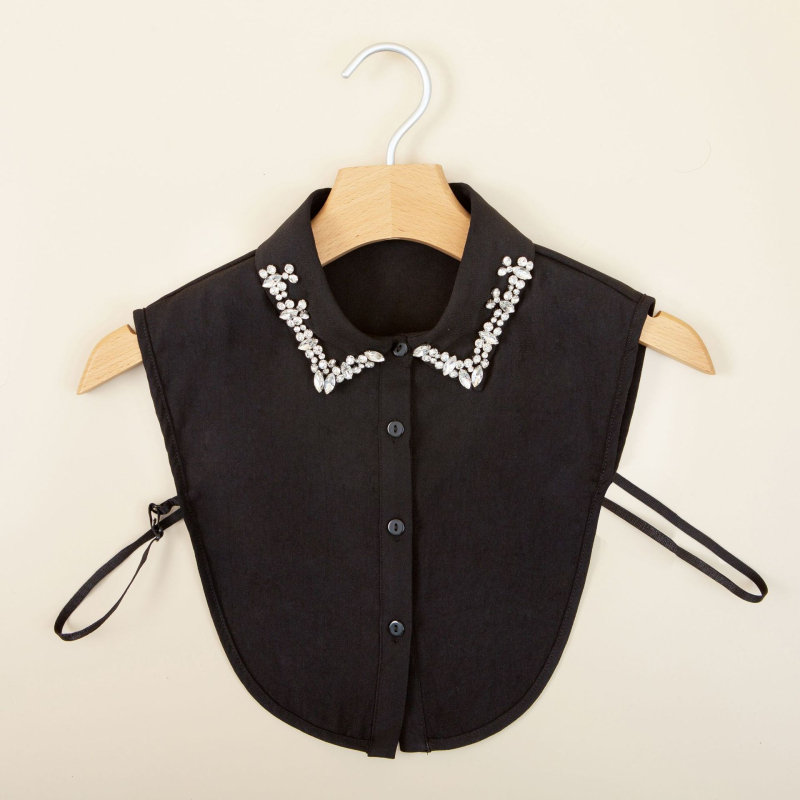 Есенно-зимен бутиков популярен корейски стил стъклен диамант модно дамско облекло универсална фалшива яка риза до половин дължина фалшива яка за жени