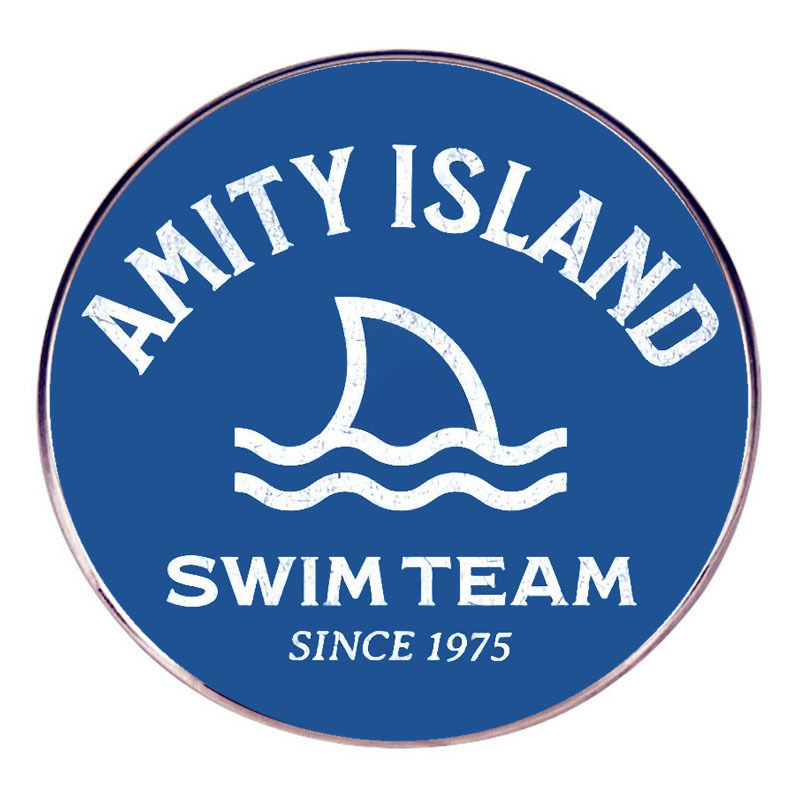 Barátság-sziget úszócsapat bross klasszikus filmes és televíziós cápakitűző fémötvözetből készült jelvény kiegészítők