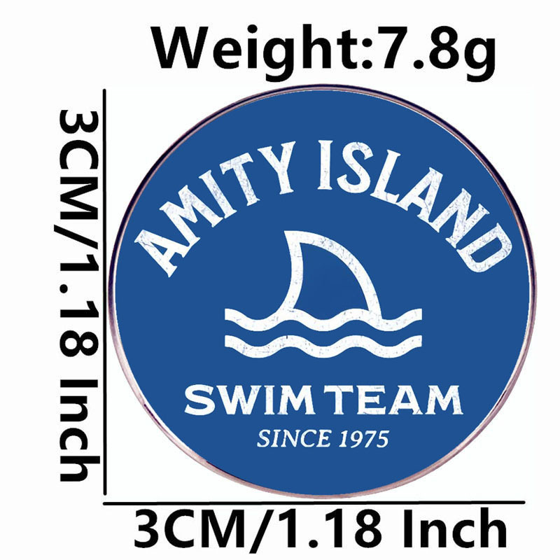 Barátság-sziget úszócsapat bross klasszikus filmes és televíziós cápakitűző fémötvözetből készült jelvény kiegészítők