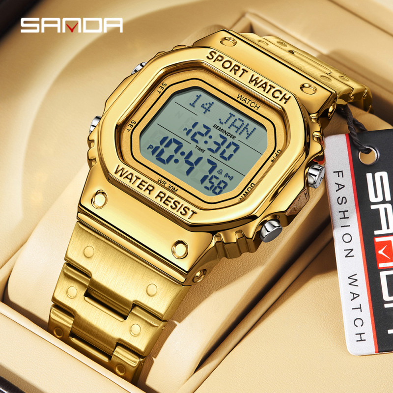 „Sanda“ elektroninis laikrodis Viduriniuose Rytuose, tarpvalstybinis žymių kompasas, tylus daugiafunkcis laiko priminimas, daugiafunkcis vyriškas laikrodis