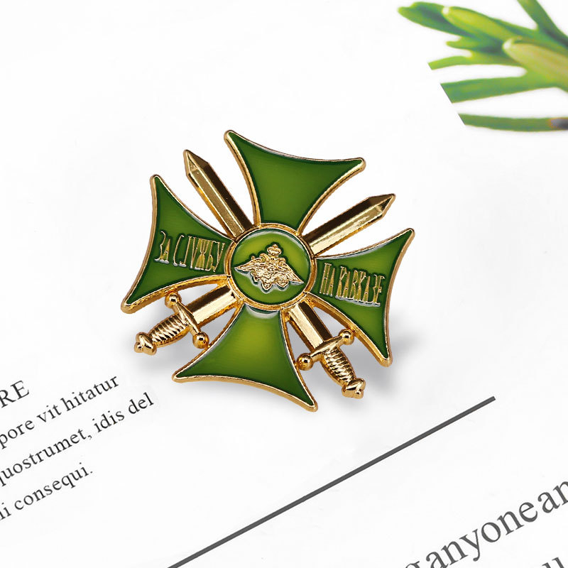 Kaukázusi kereszt bross orosz zöld jelvény