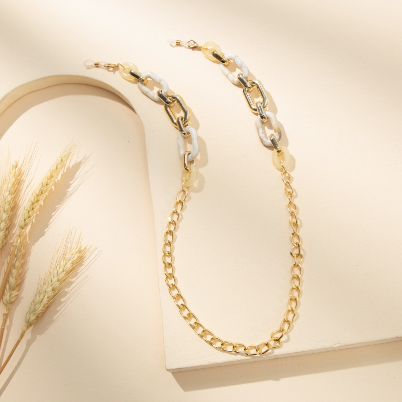 Divatos kreatív szemüveg nyakpántos fém színű csúszásgátló szemüveglánc női alkalmi napszemüveg