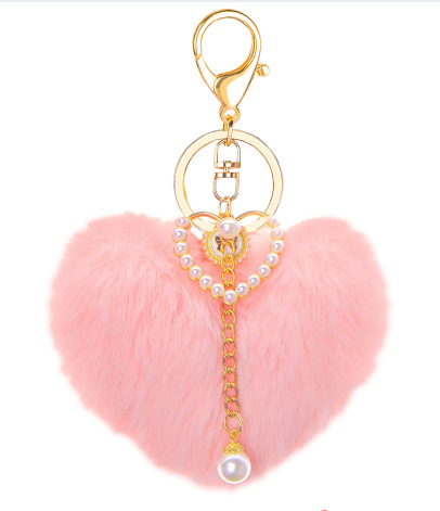 Határokon átnyúló őszi és téli szerelmes szőrmegolyó gyöngy kulcstartó autós kiegészítők őszibarack szív táska medál plüss függő apró ajándékok