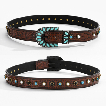 Határokon átnyúló új bohém vintage türkiz női öv