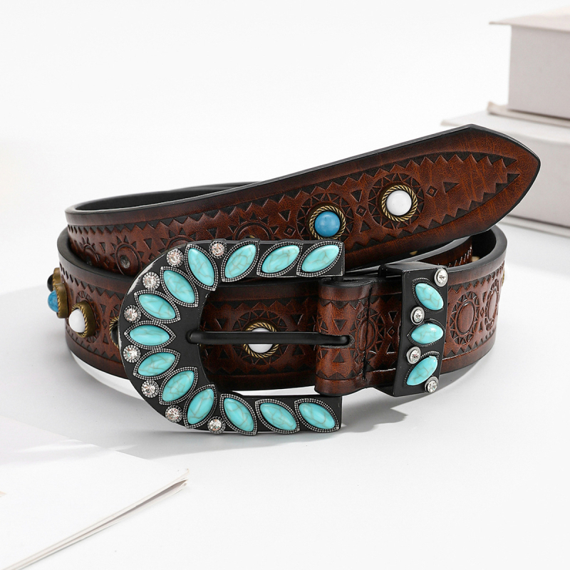 Határokon átnyúló új bohém vintage türkiz női öv