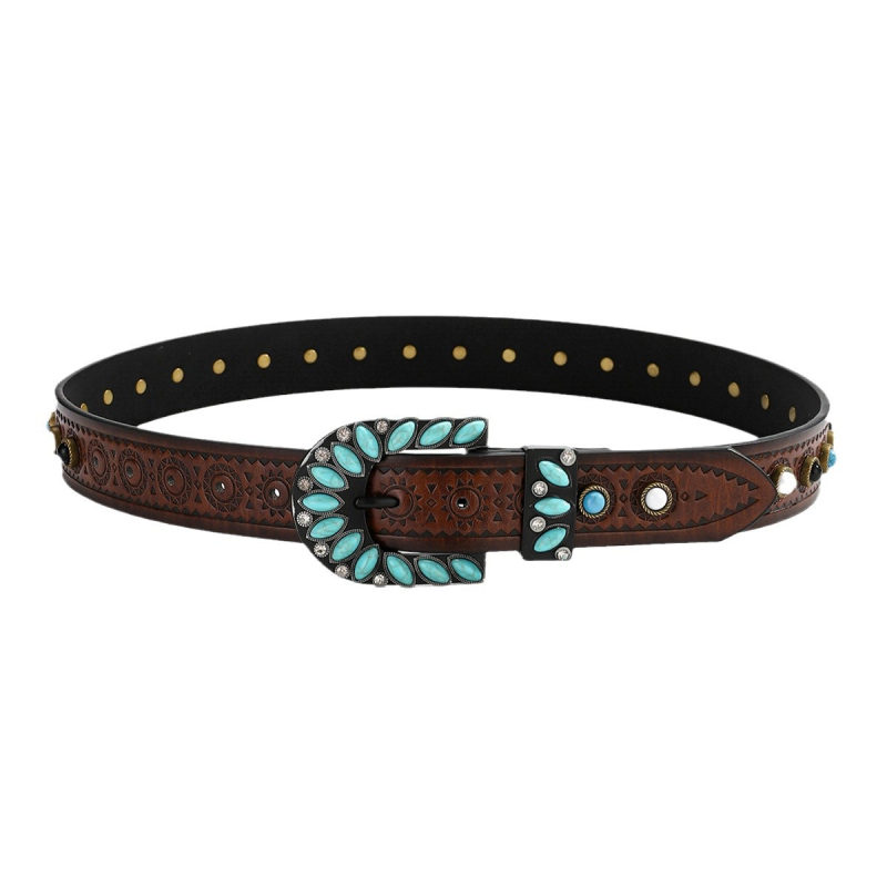 Határokon átnyúló új bohém vintage türkiz női öv