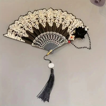 Νέα βεντάλια Lolita από δαντέλα, πανέμορφη ρετρό ευρωπαϊκής αισθητικής, πτυσσόμενη βεντάλια με τριαντάφυλλα, Tea Party, Diablo Comic-Con Cos Props