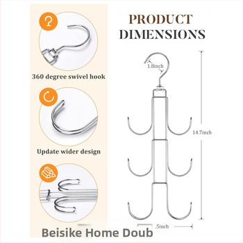 Forgatható multifunkcionális fém táskatartó kézitáska öv 360 fokban forgó hardverhorog helytakarékos állvány