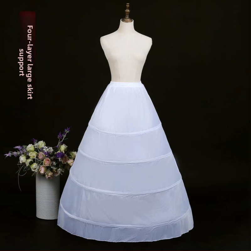 Фабрична директна пола за булчинска сватбена рокля, пола на пода, външна търговия, три или четири или шест кръга, еластична талия, костна сватбена рокля, фуста
