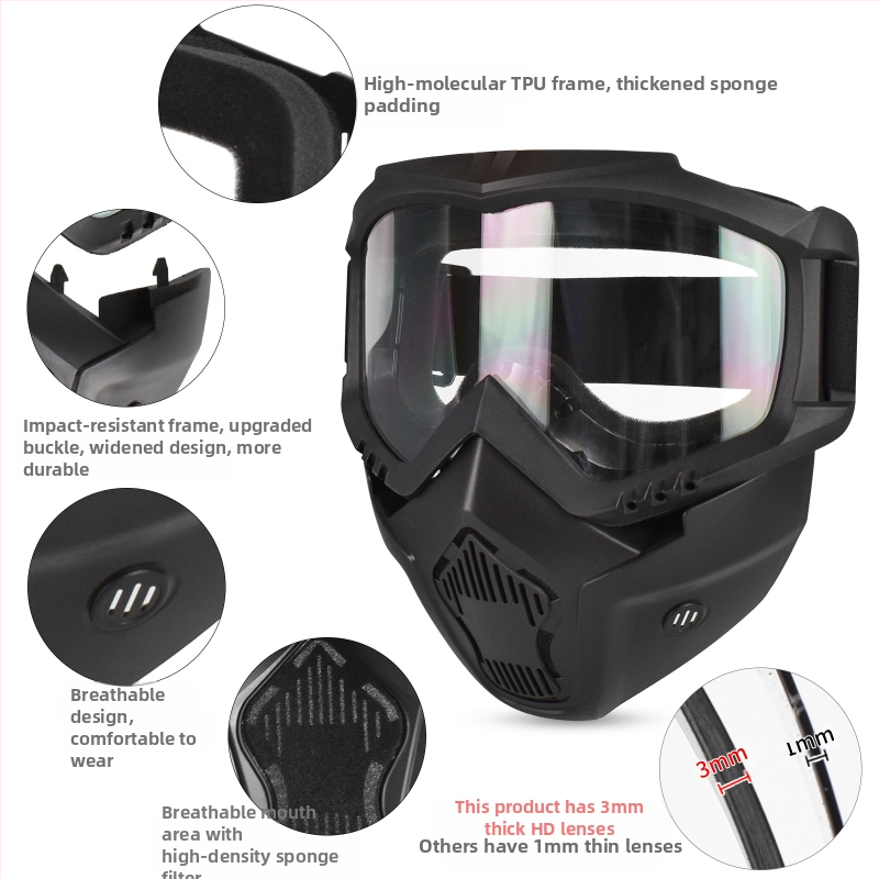 Тактическа маска за колоездене на открито, 3 мм, с променящи се лещи, маска за ски бягане, защитно оборудване за открито, CS