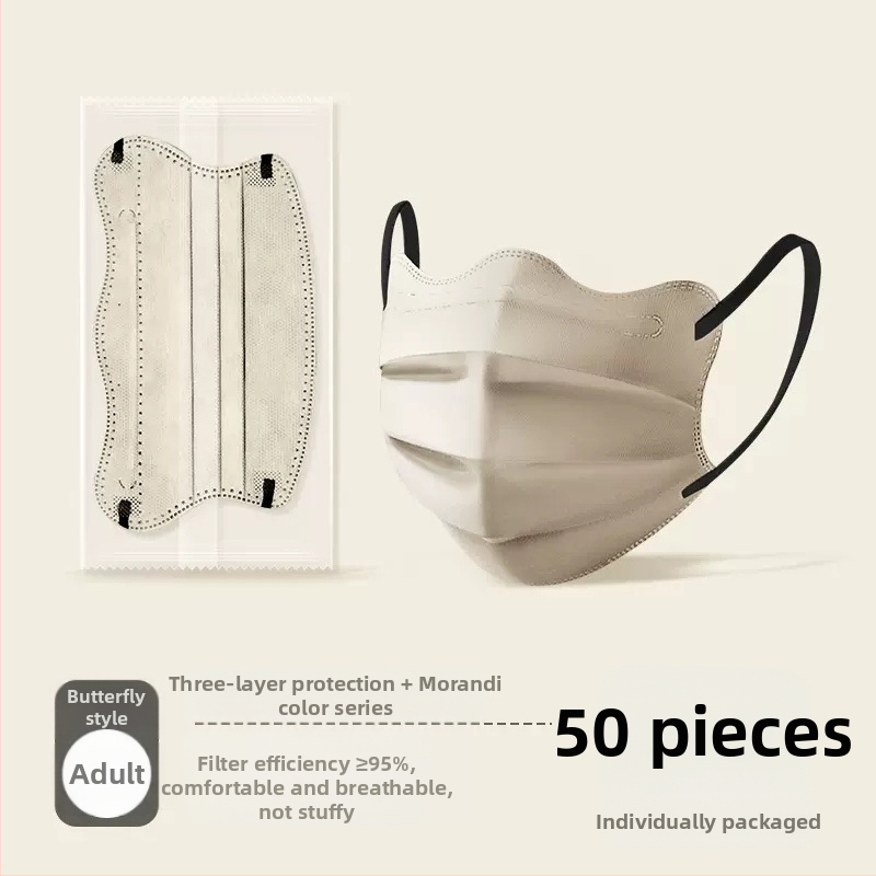 Morandi Color medicinska maska za jednokratnu upotrebu, medicinska kirurgija, 3D leptir val V lice, kut oka, ženska, visoka vrijednost boje