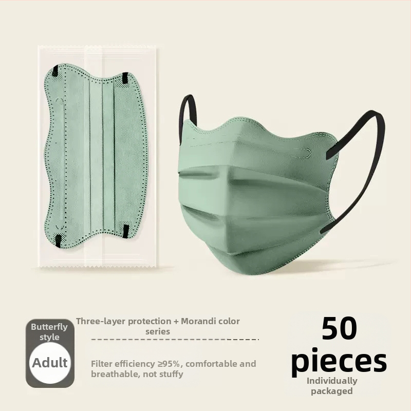 Morandi Color medicinska maska za jednokratnu upotrebu, medicinska kirurgija, 3D leptir val V lice, kut oka, ženska, visoka vrijednost boje