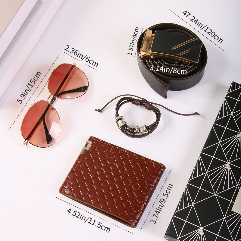 Vyrams skirtas verslo dovanų rinkinys „Crossborder“, diržas, piniginė, akiniai nuo saulės, apyrankė, praktiška Valentino dienos dovana Padėkos proga