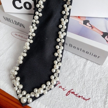 Πρωτότυπη μπλούζα με στρας και μαργαριτάρια, vintage διακόσμηση, νέα μαύρη JK Girl