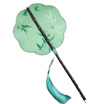 Ветрило за кръста, което може да се навива с дълга дръжка, древен стил, женски фееричен дух, хладно и издръжливо през лятото, класически танцов фен от династията Хан - Cheongsam