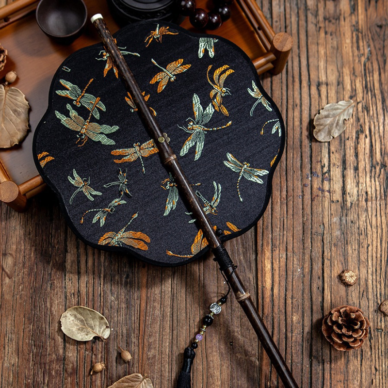 Ветрило за кръста, което може да се навива с дълга дръжка, древен стил, женски фееричен дух, хладно и издръжливо през лятото, класически танцов фен от династията Хан - Cheongsam