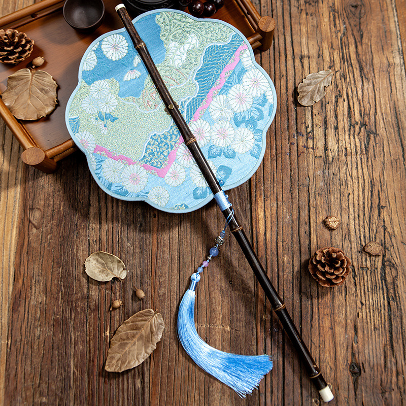 Ветрило за кръста, което може да се навива с дълга дръжка, древен стил, женски фееричен дух, хладно и издръжливо през лятото, класически танцов фен от династията Хан - Cheongsam