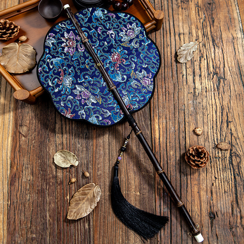 Ветрило за кръста, което може да се навива с дълга дръжка, древен стил, женски фееричен дух, хладно и издръжливо през лятото, класически танцов фен от династията Хан - Cheongsam