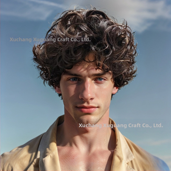 TEMU Euroopa ja Ameerika parukas meeste parukas lühikesed juuksed meeste kohev tumepruun parukas tukk ülespööratud lühikesed juuksed lokkis juuksed