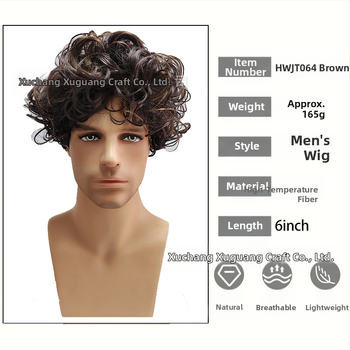 TEMU Euroopa ja Ameerika parukas meeste parukas lühikesed juuksed meeste kohev tumepruun parukas tukk ülespööratud lühikesed juuksed lokkis juuksed