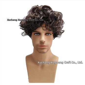 TEMU Euroopa ja Ameerika parukas meeste parukas lühikesed juuksed meeste kohev tumepruun parukas tukk ülespööratud lühikesed juuksed lokkis juuksed