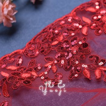 Χονδρική Yueji Ευρωπαϊκό και Αμερικανικό νυφικό πέπλο γάμου με δαντέλα, κόκκινο πέπλο χωρίς χτένα YJV232