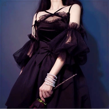 Harajuku Diablo Lolita Csipke Hálós Buborékos Ujj Kar Ujj Női Lo Niang Lámpás Ujj Tündér Ujj