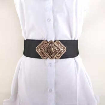 Vintage csatos derékzáras női rugalmas, széles derekú, dekoratív kabát, kabát derékgyári arany körte alakú csepp