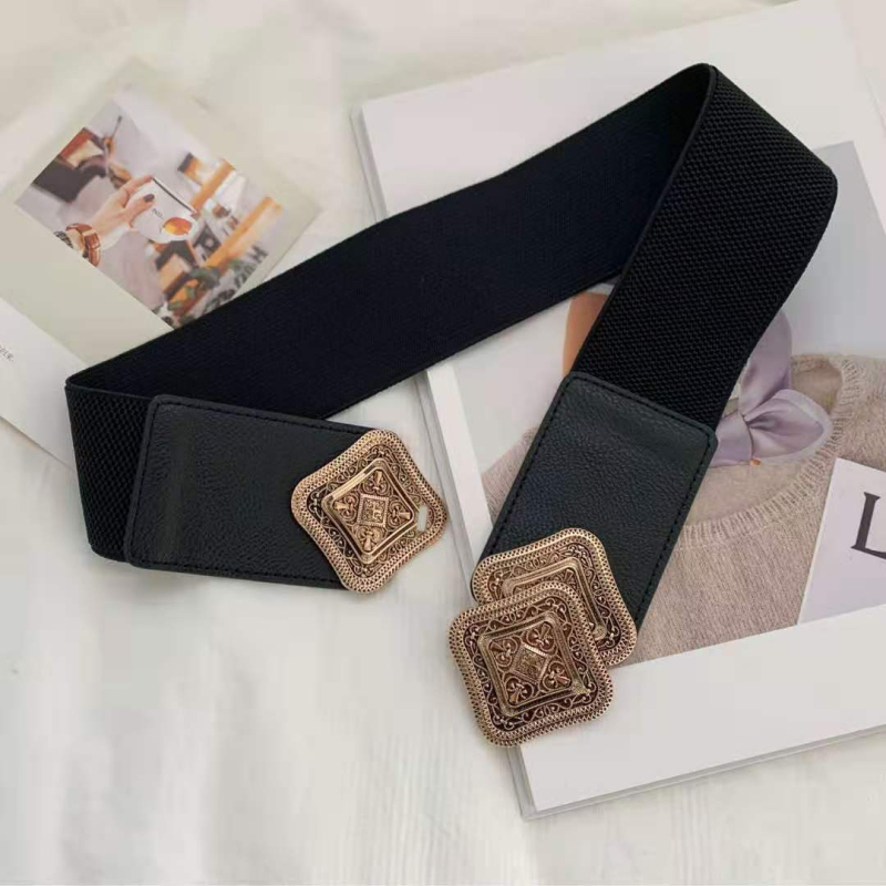 Vintage csatos derékzáras női rugalmas, széles derekú, dekoratív kabát, kabát derékgyári arany körte alakú csepp